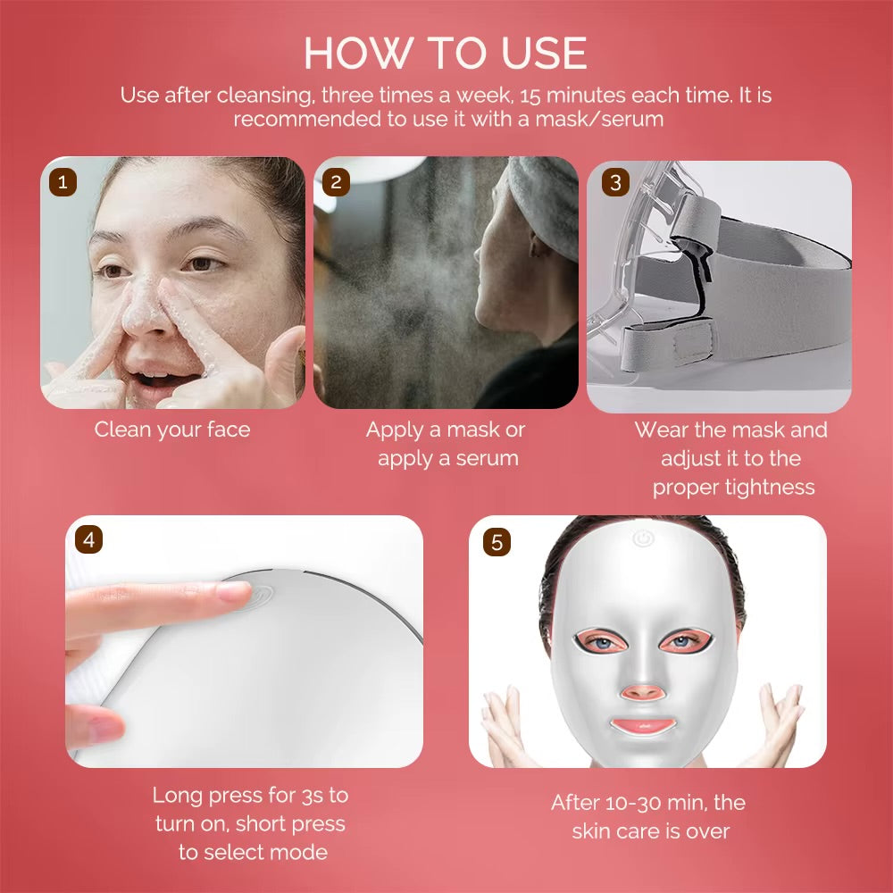 LED Face & Neck Massager – 7 Color Light Therapy